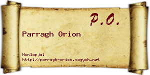 Parragh Orion névjegykártya